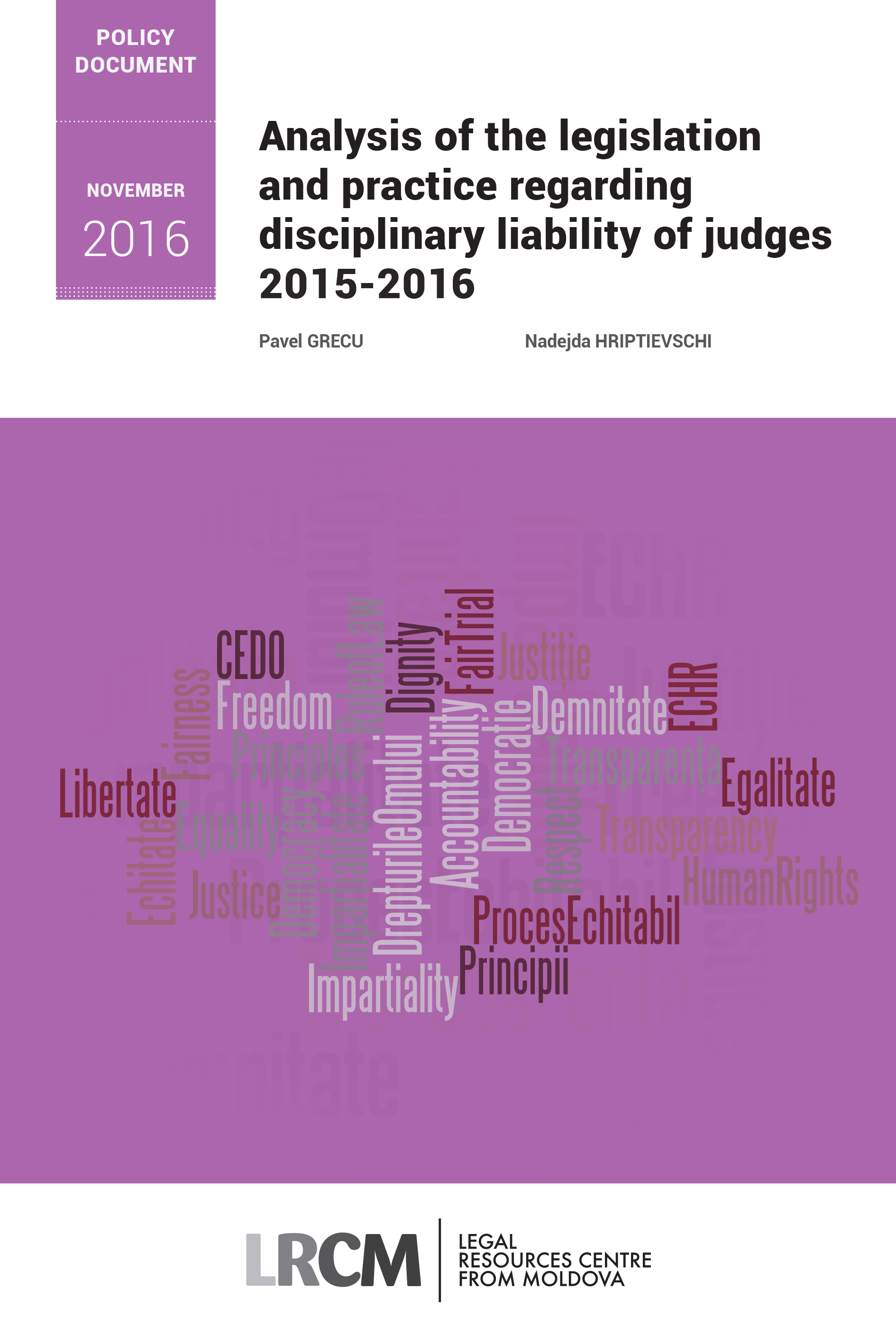 Analysis of the legislation and practice regarding disciplinary ...